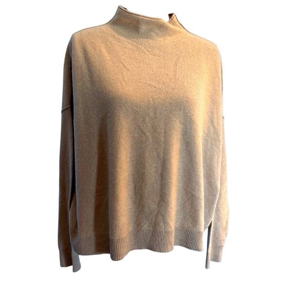 NWOT PILCRO Alani Oversized 100% Cashmere Sweater Mock T Oversized Camel Color M - Picture 2 of 7